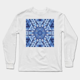 geometric creative pattern and design hexagonal kaleidoscopic style in shades of BLUE Long Sleeve T-Shirt
